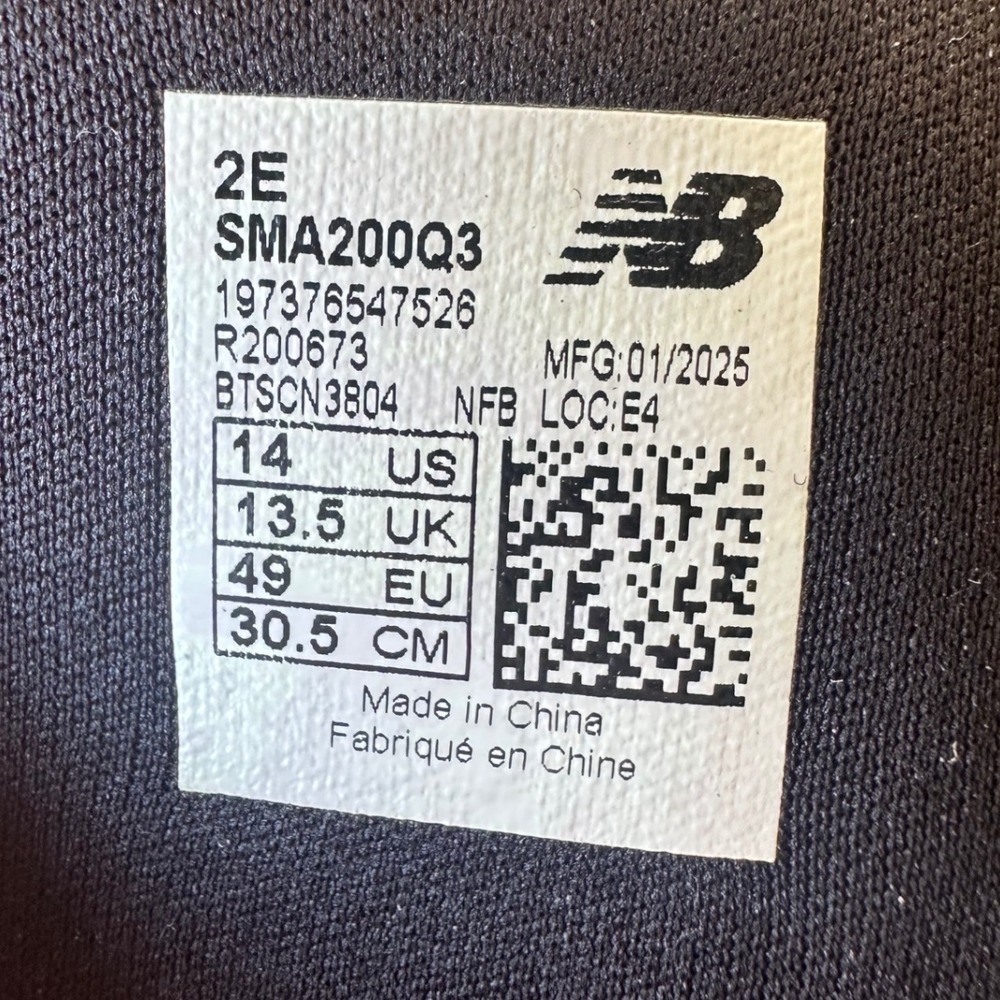 New Balance Men 14‎ Wide 2E Black White Adjustable Slide Sandals - Picture 7 of 9